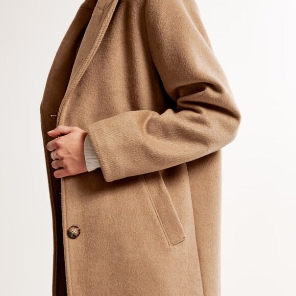 Abercrombie & Fitch Wool-Blend Tailored Topcoat (Tan, Small Petite) - Picture 4 of 10